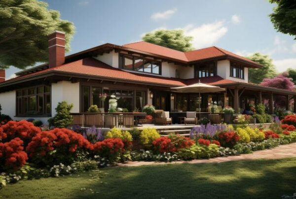 A 3D rendering of a country house for house painting services