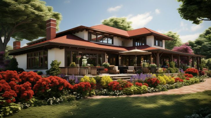 A 3D rendering of a country house for house painting services