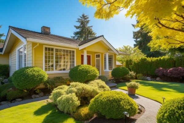 A yellow house with weatherstripping installation 1
