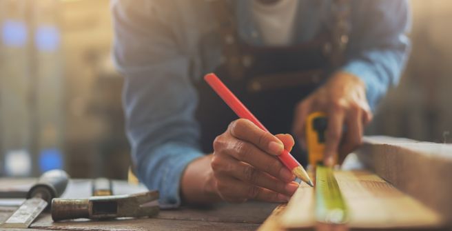 Carpenter working on woodworking