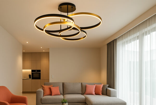 Modern ceiling light fixture in a remodeled living room installed by TJ Handyman Services in Orlando, FL